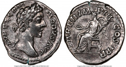 Commodus (AD 177-192). AR denarius (18mm, 3.14 gm, 6h). NGC Choice VF 5/5 - 4/5. Rome, AD 179. L AVREL COM-MODVS AVG, laureate head of Commodus right ...