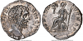 Clodius Albinus, as Caesar (AD 193-195). AR denarius (18mm, 2.38 gm, 12h). NGC Choice AU 5/5 - 3/5. Rome, AD 194-195. D CLOD SEPT AL-BIN CAES, bare he...