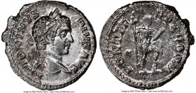 Caracalla (AD 198-217). AR heavy-weight specimen denarius (20mm, 4.76 gm, 11h). NGC Choice AU 4/5 - 4/5. Rome, AD 209. ANTONINVS-PIVS AVG, Laureate bu...