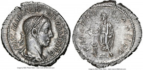Severus Alexander (AD 222-235). AR denarius (21mm, 3.56 gm, 1h). NGC Choice AU 4/5 - 4/5. Rome, AD 226. IMP C M AVR SEV-ALEXAND AVG, laureate, draped ...