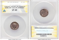 Orbiana (AD 225-227). AR denarius (18mm, 2.89 gm, 6h). ANACS VF 25, damaged. Rome, AD 225. SALL BARBIA-ORBIANA AVG, draped bust of Orbiana right, seen...