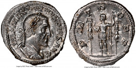 Maximinus I (AD 235-238). AR denarius (20mm, 3.38 gm, 1h). NGC MS 5/5 - 4/5. Rome, AD 235. IMP MAXIMINVS PIVS AVG, laureate, draped and cuirassed bust...