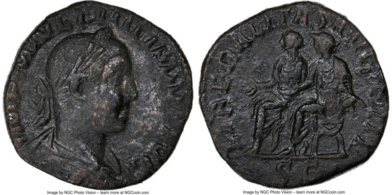 Philip II, as Caesar (AD 247-249). AE sestertius (27mm, 15.07 gm, 12h). NGC Choi...