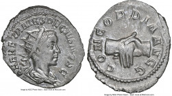 Herennius Etruscus, as Caesar (AD 250-251). AR antoninianus (23mm, 3.45 gm, 7h). NGC MS 4/5 - 4/5. Rome, AD 250-251. Q HER ETR MES DECIVS NOB C, radia...