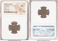Constantine I the Great (AD 307-337). AE3 or BI nummus (18mm, 6h). NGC MS. Trier, 1st officina, AD 322-323. CONSTANTI-NVS MAX AVG, laureate, draped an...