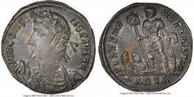 Constans, as Augustus (AD 337-350). BI centenionalis (21mm, 10h). NGC Choice AU. D N CONSTA-NS P F AVG, laureate and rosette-diademed, draped, and cui...
