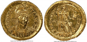 Theodosius II, Eastern Roman Empire (AD 402-450). AV solidus (20mm, 4.47 gm, 6h). NGC Choice AU 5/5 - 3/5. Constantinople, 7th officina, ca. AD 408-42...