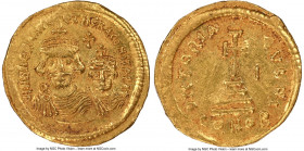 Heraclius (AD 610-641), with Heraclius Constantine. AV solidus (20mm, 4.38 gm, 6h). NGC AU 4/5 - 3/5, clipped. Constantinople, 10th officina, ca. AD 6...