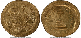 Heraclius (AD 610-641), with Heraclius Constantine. AV solidus (21mm, 4.49 gm, 5h). NGC Choice AU 4/5 - 3/5, brushed. Constantinople, 5th officina, ca...