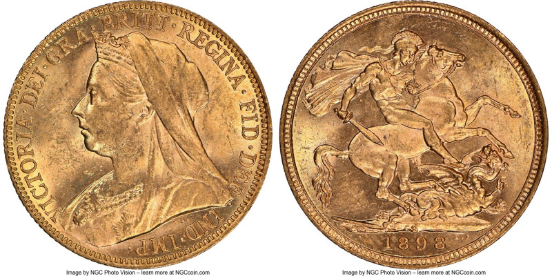 Victoria gold Sovereign 1898-S MS63 NGC, Sydney mint, KM13, S-3877. AGW 0.2355 o...