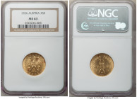 Republic gold 25 Schilling 1926 MS63 NGC, KM2841. First year of type. Whirling luster and satin surface. 

HID09801242017

© 2022 Heritage Auction...