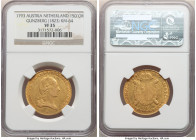 Franz II gold Souverain d'Or 1793-V VF35 NGC, Günzberg mint, KM64. It is believed that coins of this series dated 1793 with the V mintmark were actual...