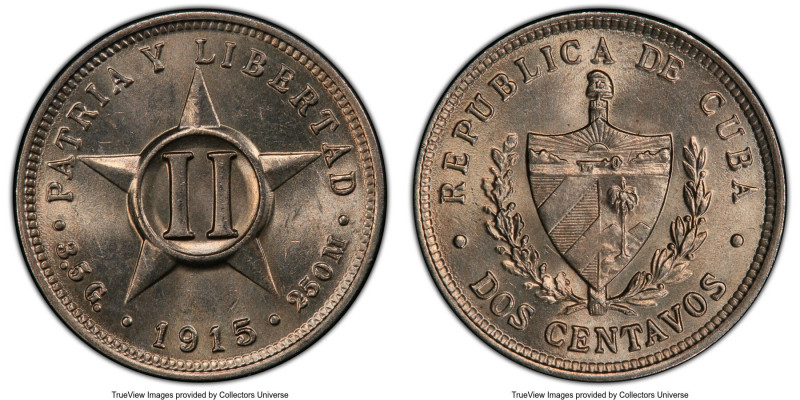 Republic 2 Centavos 1915 MS65 PCGS, Philadelphia mint, KM-A10. 

HID0980124201...