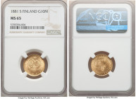 Russian Duchy. Alexander III gold 10 Markkaa 1881-S MS65 NGC, Helsinki mint, KM8.2. 

HID09801242017

© 2022 Heritage Auctions | All Rights Reserv...