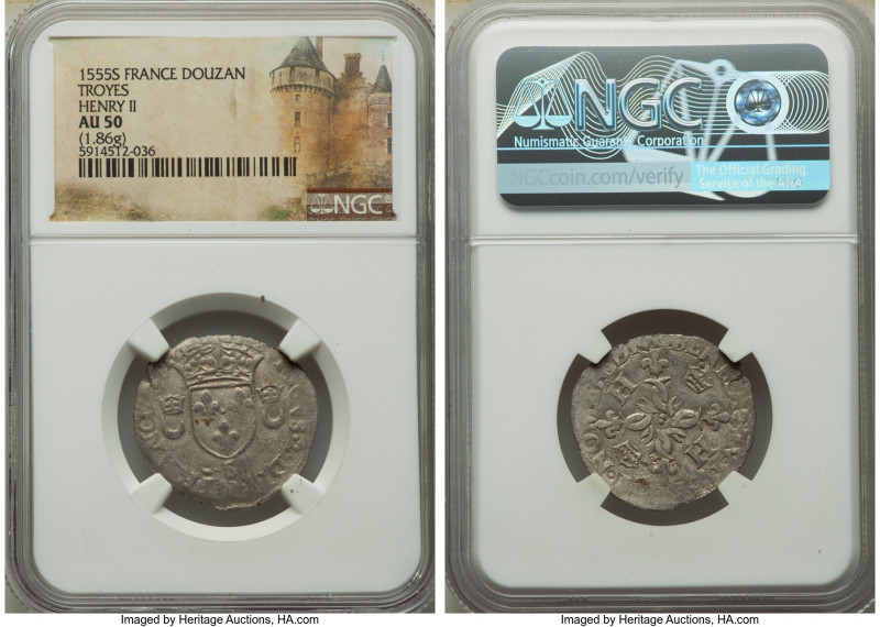 Henry II 4-Piece Lot of Certified Douzains NGC, 1) Douzain 1555-S - AU50, Troyes...