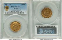 Napoleon gold 20 Francs L'An 12 (1803/1804)-A XF45 PCGS, Paris mint, KM651. Napoleon as Premier Consul of the Republic. 

HID09801242017

© 2022 H...