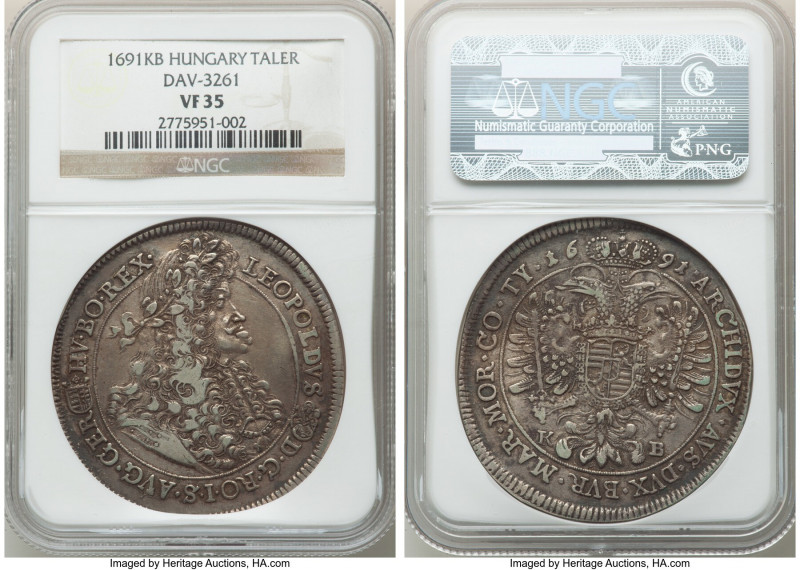 Leopold I Pair of Certified Assorted Issues NGC, 1) 15 Krajczar 1675-KB - AU58, ...