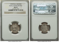 Papal States. Clement XII Grosso 1730 MS63 NGC, Rome mint, KM832. Lustrous and choice with with centers and peripheral tone. From the Meduno Collectio...