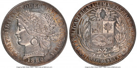Republic 5 Pesetas 1880 B-BF AU58 NGC, Lima mint, KM201.2. With dot after B. 

HID09801242017

© 2022 Heritage Auctions | All Rights Reserved