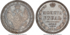 Alexander II Rouble 1855 CПБ-HI UNC Details (Cleaned) NGC, St. Petersburg mint, KM-C168.1. Blanketed in a peach-gray tone with underlying Semi-Proofli...