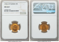 Nicholas II gold 5 Roubles 1904-AP MS66+ NGC, St. Petersburg mint, KM-Y62. AGW 0.1245 oz. 

HID09801242017

© 2022 Heritage Auctions | All Rights ...