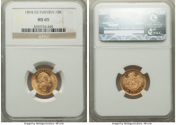 Oscar II gold 10 Kronor 1894-EB MS65 NGC, KM743. Satin surface and a superb gem. From the "For My Daughters" Collection 

HID09801242017

© 2022 H...