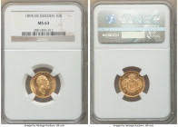 Oscar II gold 10 Kronor 1895-EB MS63 NGC, KM743. Rose colored gold with field reflectivity. From the "For My Daughters" Collection 

HID09801242017...