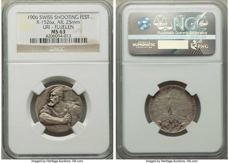 Confederation silver "Uri - Fluellen Shooting Festival" Medal 1906 MS63 NGC, Ric...