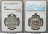 Confederation 3-Piece Lot of Certified "Shooting Festival" Medals NGC, 1) "Geneva" silvered bronze Medal 1887 - MS61, Richter-645a. 33mm 2) "Glarus" b...