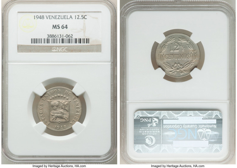 Republic 4-Piece Lot of Certified Issues NGC, 1) 12-1/2 Centimos 1948 - MS64, KM...