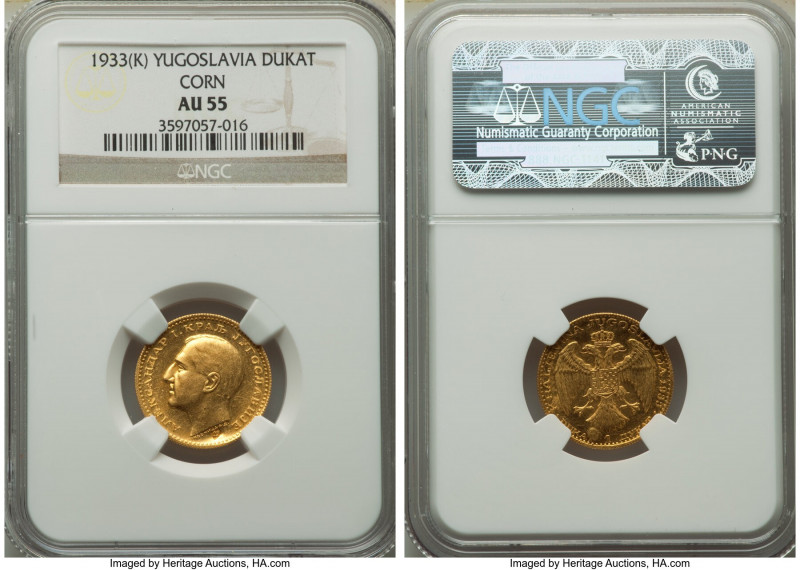 Alexander I gold "Corn Countermarked" Ducat 1933-(k) AU55 NGC, Kovnica mint, KM1...