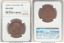 Pair of Certified Assorted Issues NGC, 1) French Colonies: Louis Philippe I 10 Centimes 1839-A - MS65 Brown, Paris mint, KM13 2) German States: Westph...