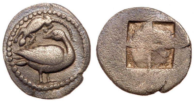 Eion. AR Trihemiobol. Circa 460-400 BC (11mm, 0.68g). Goose standing to right, h...