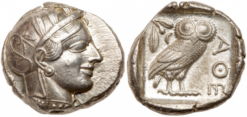 Athens. AR Tetradrachm. Ciraca 454-404 BC. (24.2mm, 17.18g, 7h). Head of Athena ...