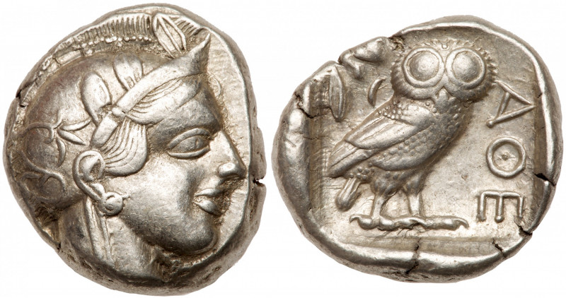 Athens. AR Tetradrachm, Circa 454-404 BC. (24.5mm, 17.13g, 3h). Head of Athena t...