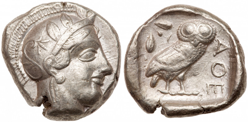 Athens. AR Tetradrachm, Circa 454-404 (24.6mm, 17.17g, 5h). Head of Athena to ri...