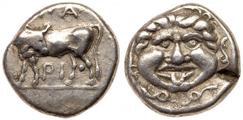 Parion. AR Hemidrachm. Circa 350-300 BC (12.4mm, 2.34g, 9h). Bull standing to le...