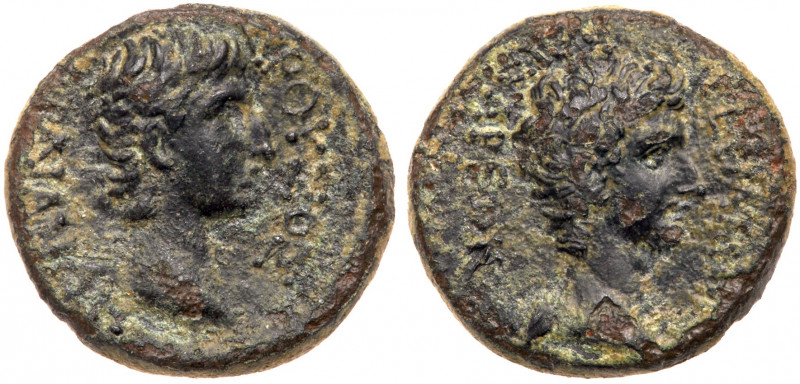Roman Empire. Germanicus, and Drusus, 14-37 AD. AE (16mm, 3g). Lydia, Sardeis mi...