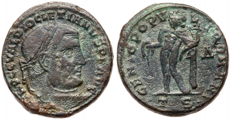 Roman Empire. Diocletian, 284-305 AD. AE Follis (25.8mm, 9.37g). Thessalonica. L...