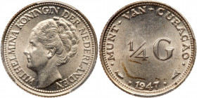 Netherlands Colonies: Curaçao. ¼ Gulden, 1947. PCGS MS62