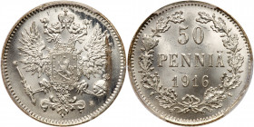 Finland. 50 Pennia, 1916-S. PCGS MS66