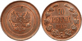 Finland. 10 Pennia, 1917. NGC MS64
