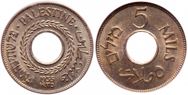 Palestine. 5 Mils, 1935. KM-3. PCGS graded MS-64. Estimated Value $75 - 100