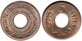 Palestine. 5 Mils, 1935. PCGS MS64