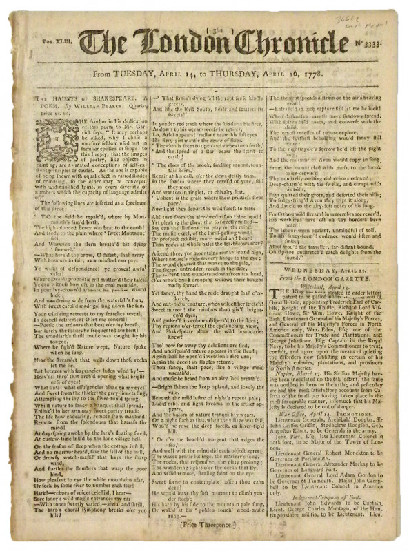Contemporary Reference to the Voltaire Medal

THE LONDON CHRONICLE. London, Tu...