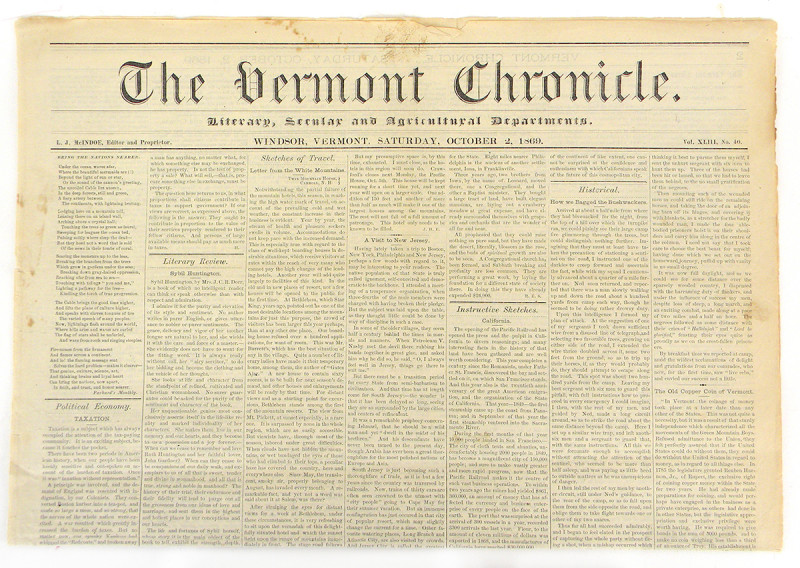Coins of Vermont

THE VERMONT CHRONICLE. Vol. XLIII, No. 40 (Saturday, Oct. 2,...