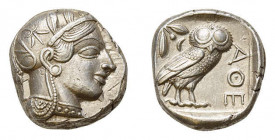 * Attica, Athen. Tetradrachme, um 420/405 v. Chr.; 17,18 g. Av. Athenakopf nach 
rechts mit attischem Helm, Rv. Eule nach rechts, dahinter Olivenzweig...