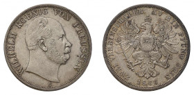 * Brandenburg-Preussen. Wilhelm I., 1861-1888. Doppelter Vereinstaler 1866 C. 
37,08 g. AKS 96; Dav. 783. Vorzügliches Exemplar, kleiner Randfehler.