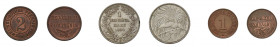 * Deutsche Kolonien, Deutsch-Neu-Guinea. 1 Neu-Guinea-Pfennig 1894A 
(J. 701), 2 Neu-Guinea-Pfennige 1894A (J. 702) sowie 1 Neu-Guinea Mark 
1894A (J....