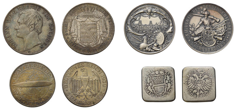 * Kleine Partie Deutschland mit 7 Münzen. Dabei Guldenklippe 1704 Ulm, 
Sachsen ...